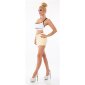 Sexy womens stretch jeans shorts hot pants with turn-up yellow