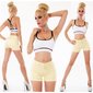 Sexy womens stretch jeans shorts hot pants with turn-up yellow UK 16 (XL)