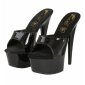 Sexy Gogo Plateau-Mules High Heels aus Lackleder-Imitat Schwarz
