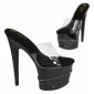 Glittering gogo platform mules high heels clear-black