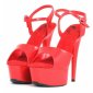 Sexy gogo platform high heels patent leather red UK 6