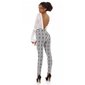 Womens high waist trousers with pattern & belt white