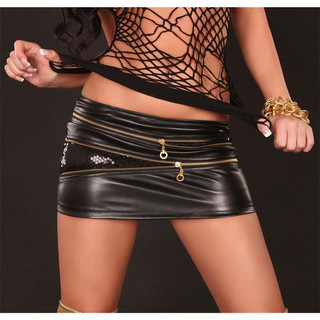 Sexy miniskirt in leather look gogo clubwear black