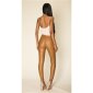 Womens skinny jeans in leather look wet look camel