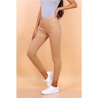 Skinny womens drainpipe jeans in 5-pocket style taupe