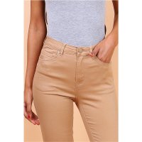 Skinny womens drainpipe jeans in 5-pocket style taupe