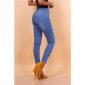 Hautenge Damen Skinny Stretch Jeans mit Zipper am Bein Blau