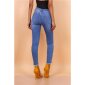Hautenge Damen Skinny Stretch Jeans mit Zipper am Bein Blau