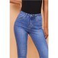 Hautenge Damen Skinny Stretch Jeans mit Zipper am Bein Blau