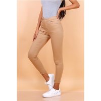 Skinny womens drainpipe jeans in 5-pocket style taupe UK...
