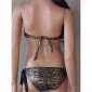 Sexy womens bandeau bikini with snake pattern brown-gold