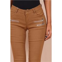 Sexy skinny womens jeans with zips camel