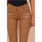 Sexy skinny womens jeans with zips camel