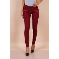 Sexy skinny womens jeans with zips wine-red