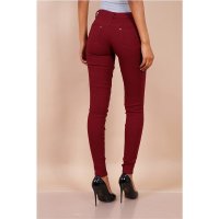 Sexy figurbetonende Damen Skinny Jeans mit Zippern Bordeaux