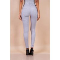 Sexy figurbetonende Damen Skinny Jeans mit Zippern Hellgrau