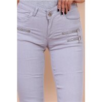 Sexy figurbetonende Damen Skinny Jeans mit Zippern Hellgrau