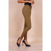 Sexy figurbetonende Damen Skinny Jeans mit Zippern Taupe