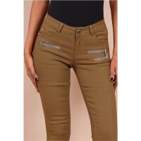 Sexy figurbetonende Damen Skinny Jeans mit Zippern Taupe