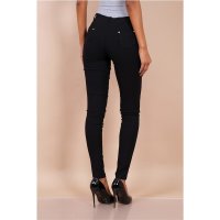 Sexy figurbetonende Damen Skinny Jeans mit Zippern Schwarz
