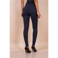 Sexy figurbetonende Damen Skinny Jeans mit Zippern Marine 40 (L)