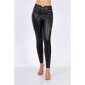 Sexy womens skinny leather look trousers with zips black