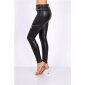 Sexy womens skinny leather look trousers with zips black