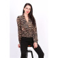 Elegante Damen Bluse mit Animalprint Zebra Beige-Schwarz 38 (M)