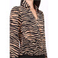 Elegante Damen Bluse mit Animalprint Zebra Beige-Schwarz 38 (M)