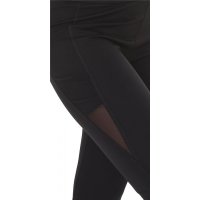 Womens high waist sport leggings with mesh black