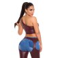 Sexy womens cropped one-shoulder top in leather look wine-red