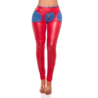 Sexy Damen Overknee-Stulpen Chaps in Leder-Look Rot