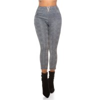 Lined womens leggings checked with buckle black/white