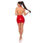 Deep V-neck bodycon vinyl mini dress in latex look red UK 10 (S)