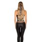 Cropped womens strappy top in leather look clubwear black