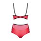 Sexy 2 pcs womens wet look lingerie set with mesh red