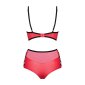 Sexy 2 pcs womens wet look lingerie set with mesh red