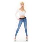 Womens skinny jeans with belt blue
