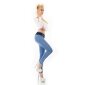 Womens skinny jeans with belt blue