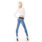 Womens skinny jeans with belt blue