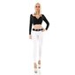 Skinny womens drainpipe jeans with belt white