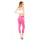 Womens 7/8 skinny faux leather trousers with zipper fuchsia