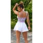 Sexy Damen Body Top mit Spitze und Blumenmuster Babyblau