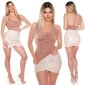 Sexy womens halterneck top in waterfall look cappuccino