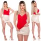 Sexy Damen Neckholder Top mit Wasserfall-Ausschnitt Rot