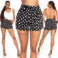 Sexy womens summer shorts with polka dots incl. belt black UK 14/16 (L/XL)