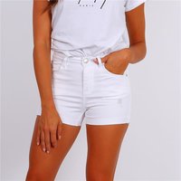 Sexy womens jeans hot pants shorts destroyed look white
