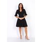Knee-length short-sleeved summer dress with hole pattern black