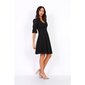 Knee-length short-sleeved summer dress with hole pattern black