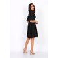 Knee-length short-sleeved summer dress with hole pattern black